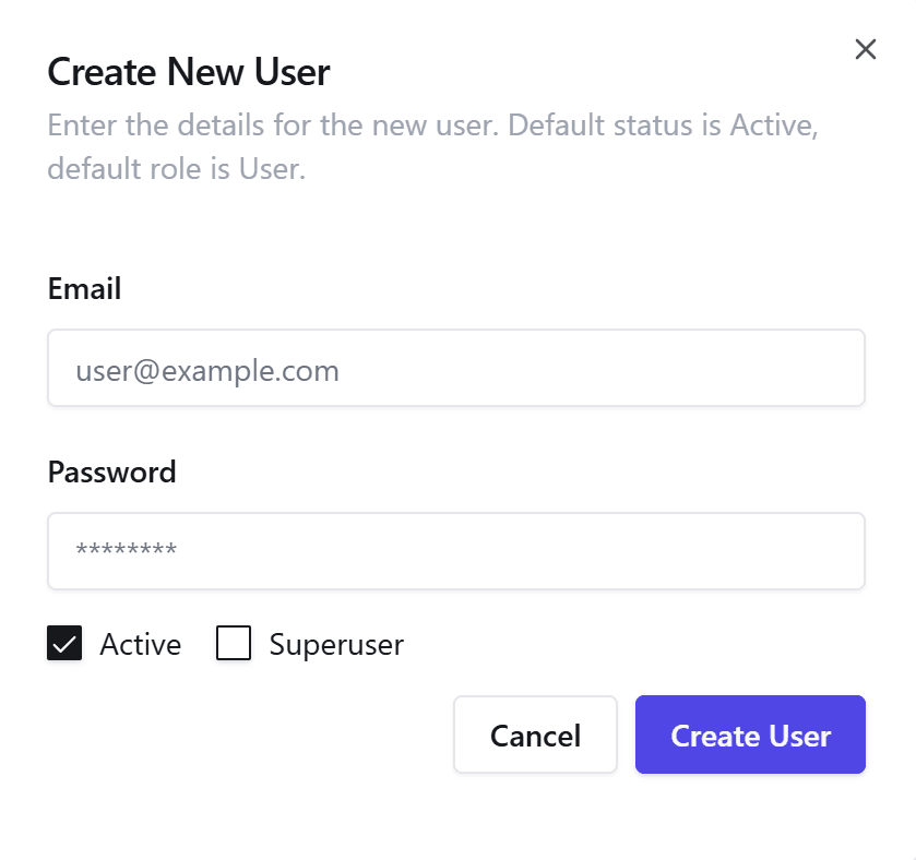 Create User Dialog