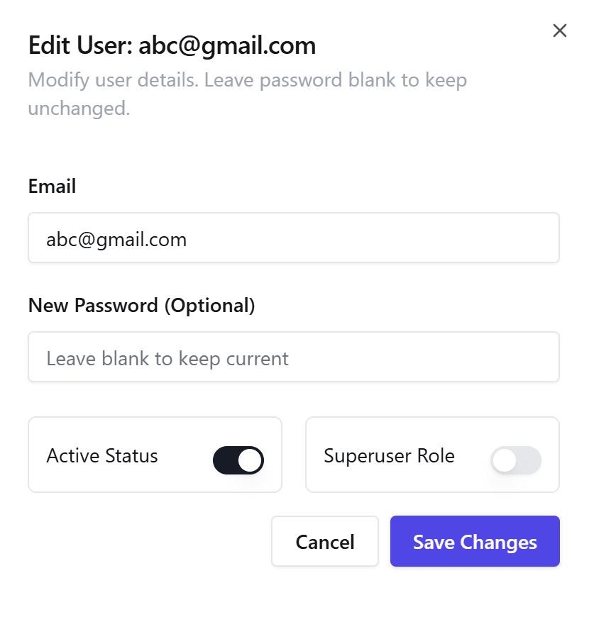 Edit User Dialog